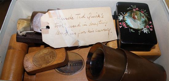 Horn beaker, Mauchline ware etc.